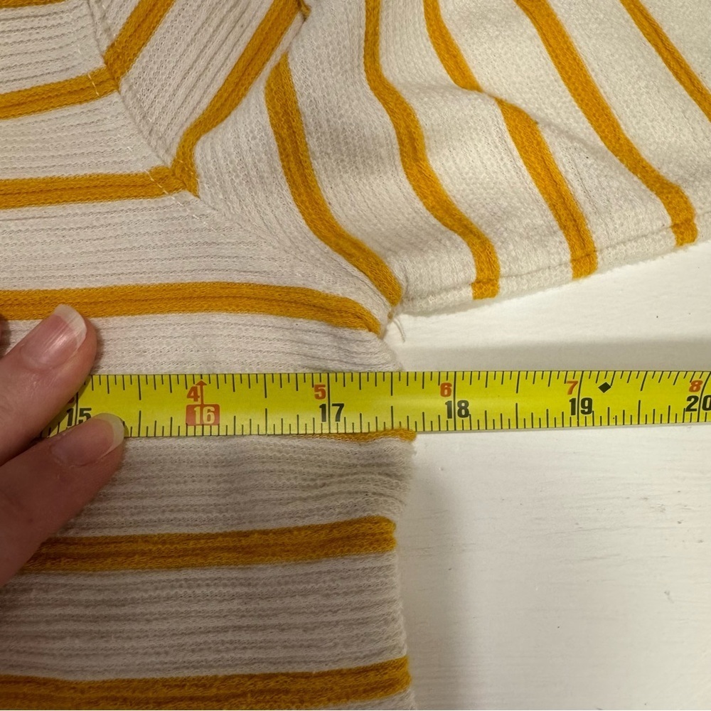 Old Navy Cream and Yellow Stripe Boxy Blouse with Sailor Collar Women’s Top - Picture 9 of 11